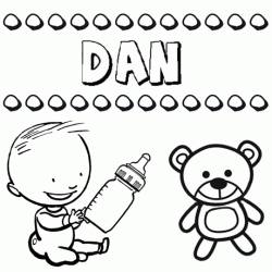 Nome Dan para pintar. Desenhos de todos os nomes para colorir