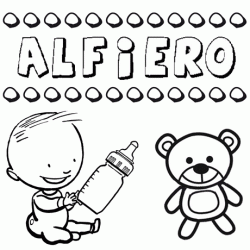 Nome Alfiero para pintar. Desenhos de todos os nomes para colorir