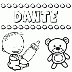 Nome Dante para pintar. Desenhos de todos os nomes para colorir