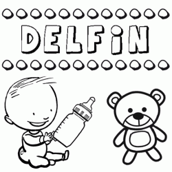 Nome Delfín para pintar. Desenhos de todos os nomes para colorir