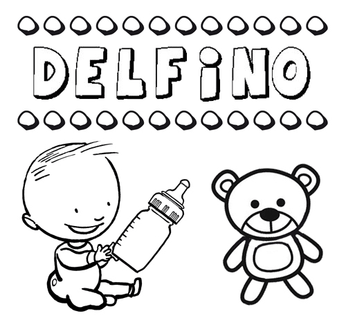 Nome Delfino para pintar. Desenhos de todos os nomes para colorir