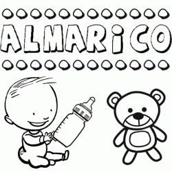 Nome Almárico para pintar. Desenhos de todos os nomes para colorir