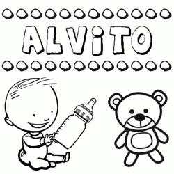 Nome Alvito para pintar. Desenhos de todos os nomes para colorir