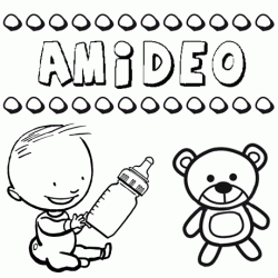 Nome Amideo para pintar. Desenhos de todos os nomes para colorir