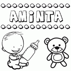 Nome Aminta para pintar. Desenhos de todos os nomes para colorir