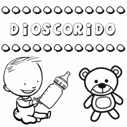 Nome Dioscórido para pintar. Desenhos de todos os nomes para colorir
