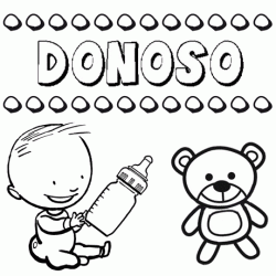 Nome Donoso para pintar. Desenhos de todos os nomes para colorir
