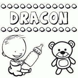 Nome Dracón para pintar. Desenhos de todos os nomes para colorir
