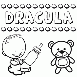 Nome Drácula para pintar. Desenhos de todos os nomes para colorir