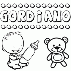 Nome Gordiano para pintar. Desenhos de todos os nomes para colorir