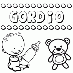 Nome Gordio para pintar. Desenhos de todos os nomes para colorir