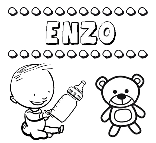Desenho do nome Enzo para imprimir e pintar. Imagens de nomes