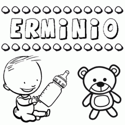 Nome Erminio para pintar. Desenhos de todos os nomes para colorir