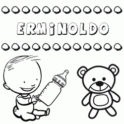 Nome Erminoldo para pintar. Desenhos de todos os nomes para colorir