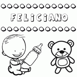 Nome Feliciano para pintar. Desenhos de todos os nomes para colorir
