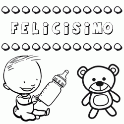 Nome Felicísimo para pintar. Desenhos de todos os nomes para colorir