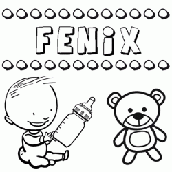 Nome Fénix para pintar. Desenhos de todos os nomes para colorir