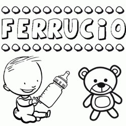Nome Ferrucio para pintar. Desenhos de todos os nomes para colorir