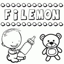 Nome Filemón para pintar. Desenhos de todos os nomes para colorir