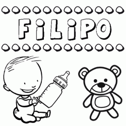 Nome Filipo para pintar. Desenhos de todos os nomes para colorir