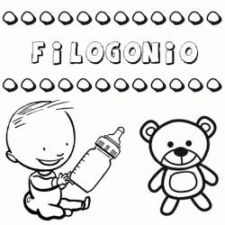 Nome Filogonio para pintar. Desenhos de todos os nomes para colorir