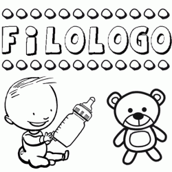Nome Filólogo para pintar. Desenhos de todos os nomes para colorir