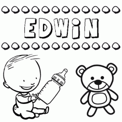 Nome Edwin para pintar. Desenhos de todos os nomes para colorir