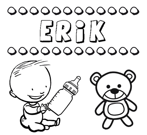 Nome Erik para pintar. Desenhos de todos os nomes para colorir