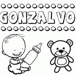 Nome Gonzalvo para pintar. Desenhos de todos os nomes para colorir