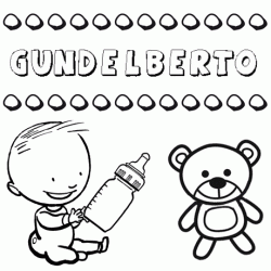 Nome Gundelberto para pintar. Desenhos de todos os nomes para colorir