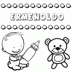 Nome Ermenoldo para pintar. Desenhos de todos os nomes para colorir
