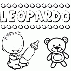 Nome Leopardo para pintar. Desenhos de todos os nomes para colorir