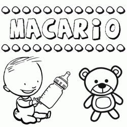 Nome Macario para pintar. Desenhos de todos os nomes para colorir