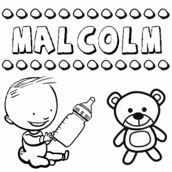 Nome Malcolm para pintar. Desenhos de todos os nomes para colorir