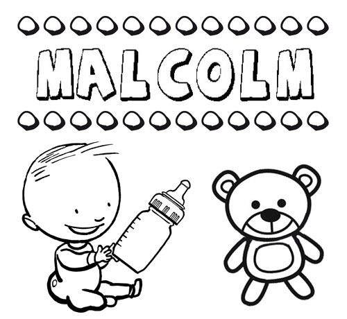 Nome Malcolm para pintar. Desenhos de todos os nomes para colorir