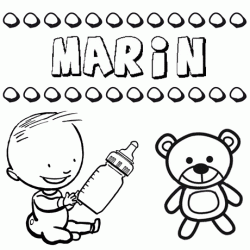 Nome Marín para pintar. Desenhos de todos os nomes para colorir