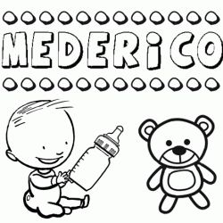 Nome Mederico para pintar. Desenhos de todos os nomes para colorir