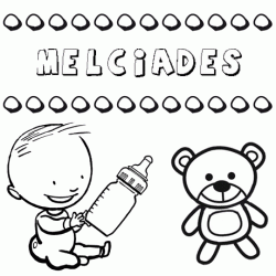 Nome Melcíades para pintar. Desenhos de todos os nomes para colorir
