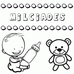 Nome Milcíades para pintar. Desenhos de todos os nomes para colorir