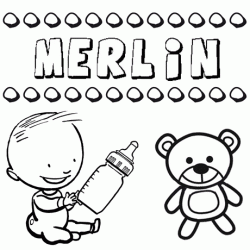 Nome Merlín para pintar. Desenhos de todos os nomes para colorir
