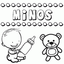 Nome Minos para pintar. Desenhos de todos os nomes para colorir