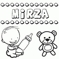 Nome Mirza para pintar. Desenhos de todos os nomes para colorir