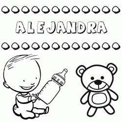 Nome Alejandra para pintar. Desenhos de todos os nomes para colorir