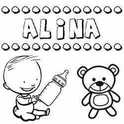 Nome Alina para pintar. Desenhos de todos os nomes para colorir