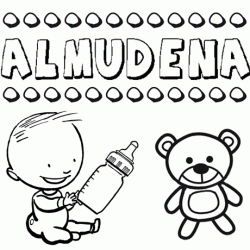 Nome Almudena para pintar. Desenhos de todos os nomes para colorir