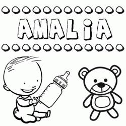 Nome Amalia para pintar. Desenhos de todos os nomes para colorir