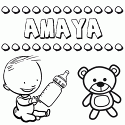 Nome Amaya para pintar. Desenhos de todos os nomes para colorir