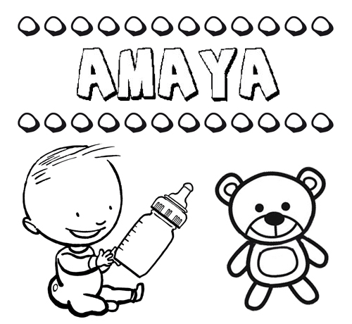 Nome Amaya para pintar. Desenhos de todos os nomes para colorir