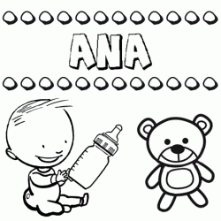 Nome Ana para pintar. Desenhos de todos os nomes para colorir
