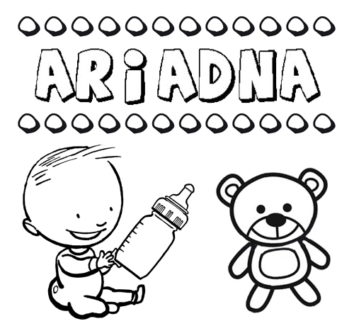 Nome Ariadna para pintar. Desenhos de todos os nomes para colorir